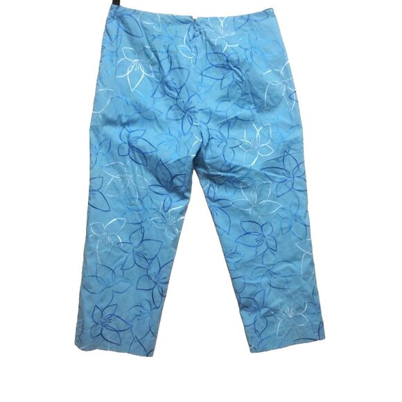 Kelly & Diane womens pants slacks ankle Sz 8 blue embroidered stretch zip flat - Picture 2 of 7